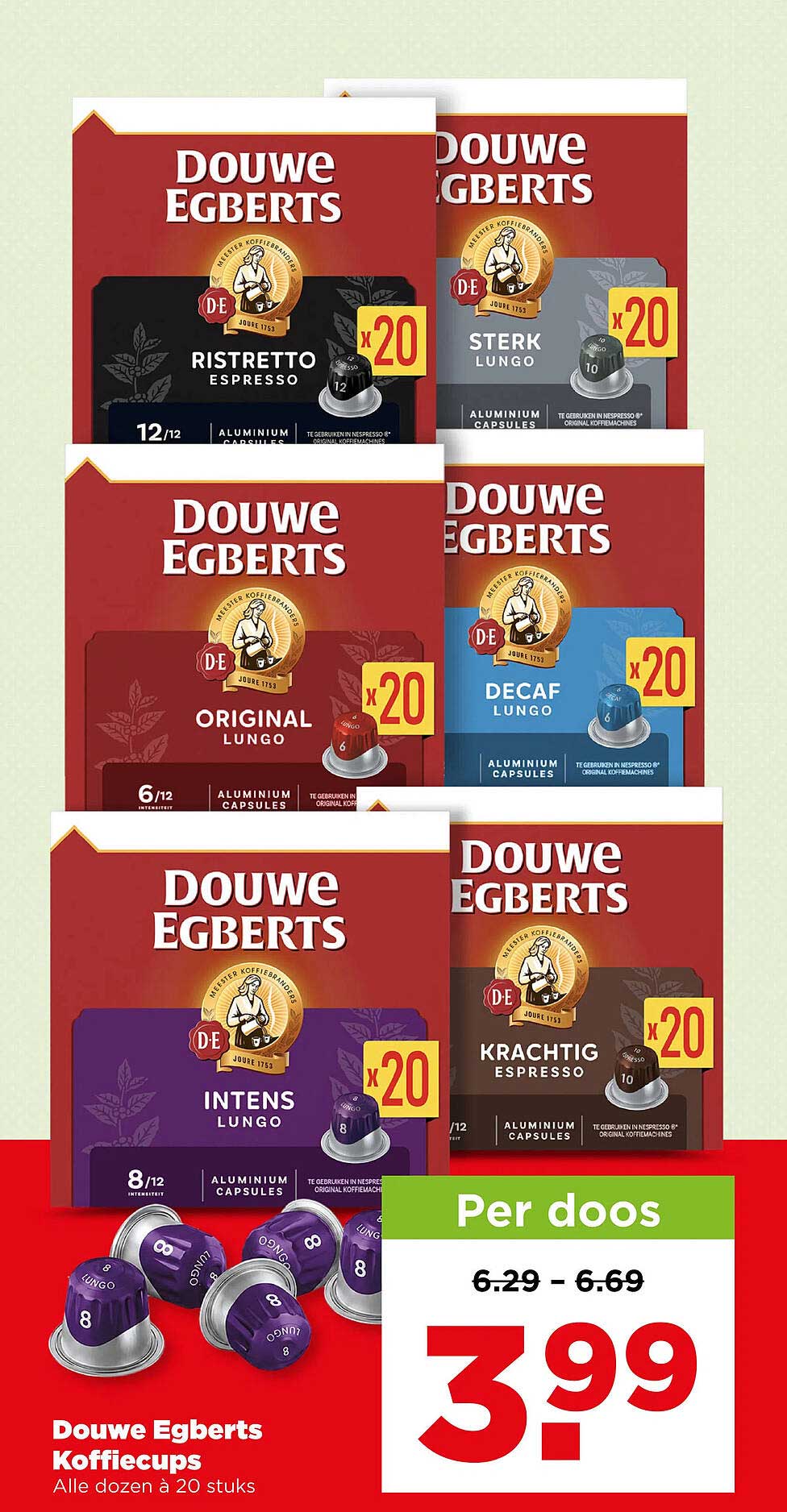 Douwe Egberts Koffiecups Alle dozen à 20 stuks
