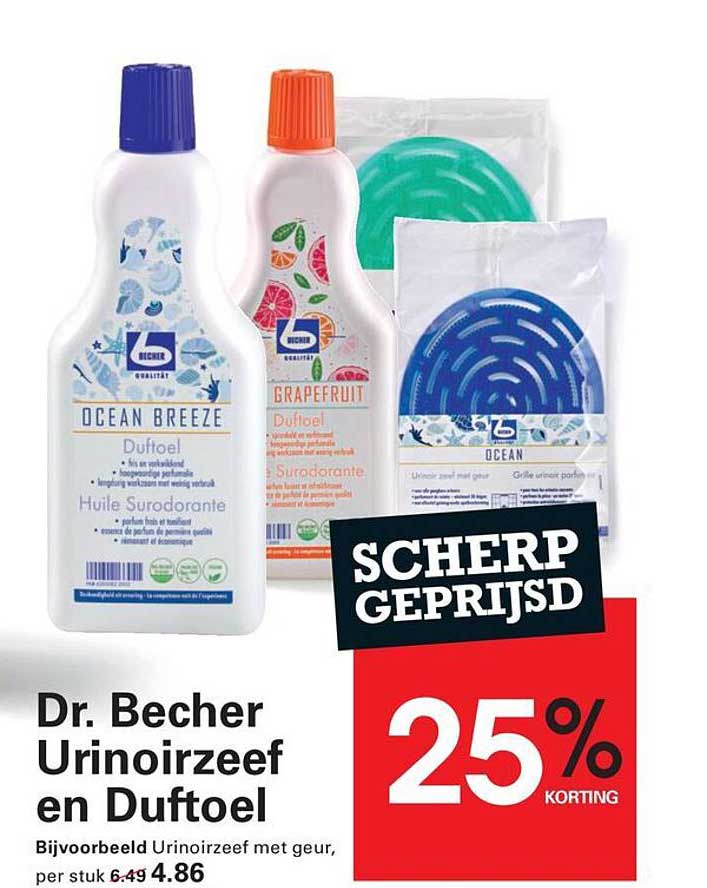 Dr. Becher Urinoirzeef en Duftoel SCHERP GEPRIJSD 25% KORTING