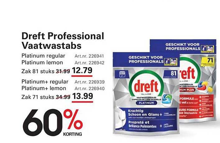Dreft Professional Vaatwastabs 60% korting