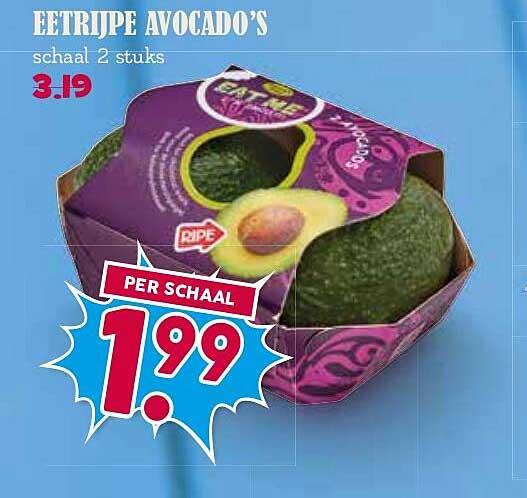 EETRIJPE AVOCADO'S schaal 2 stuks