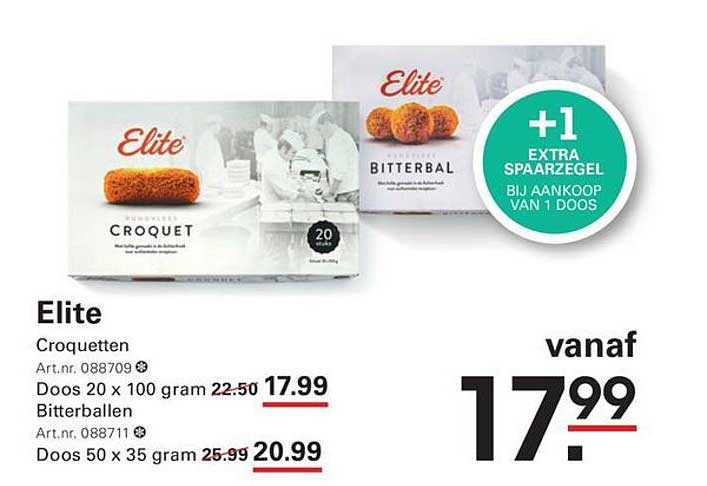 Elite Croquetten / Bitterballen +1 extra spaarzegel bij aankoop van 1 doos