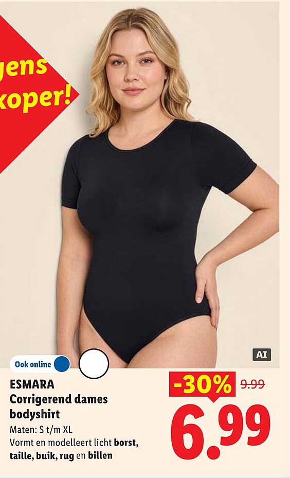 ESMARA Corrigerend dames bodyshirt -30%