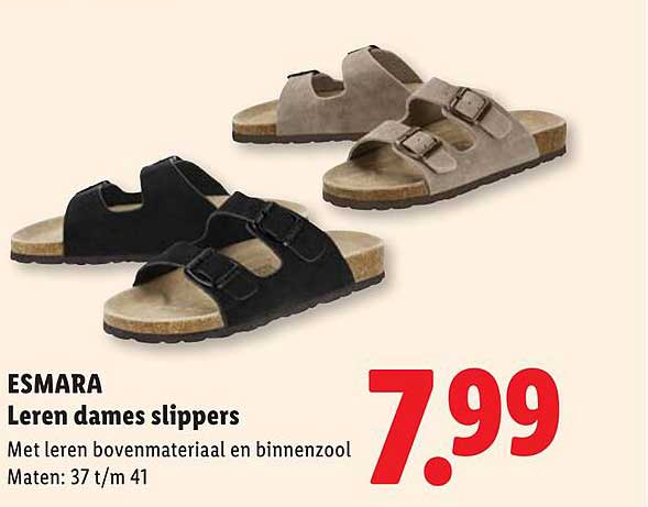 ESMARA Leren dames slippers