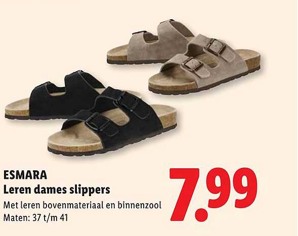 ESMARA Leren dames slippers