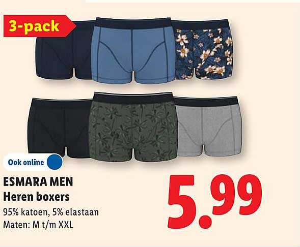 ESMARA MEN Heren boxers 3-pack