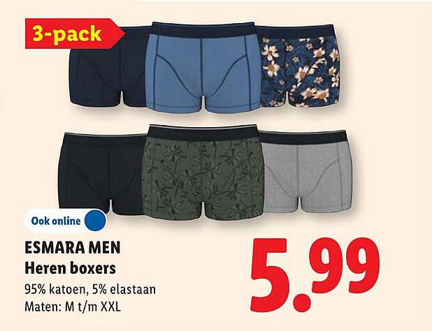 ESMARA MEN Heren boxers 3-pack
