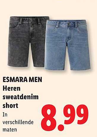 ESMARA MEN Heren sweatdenim short