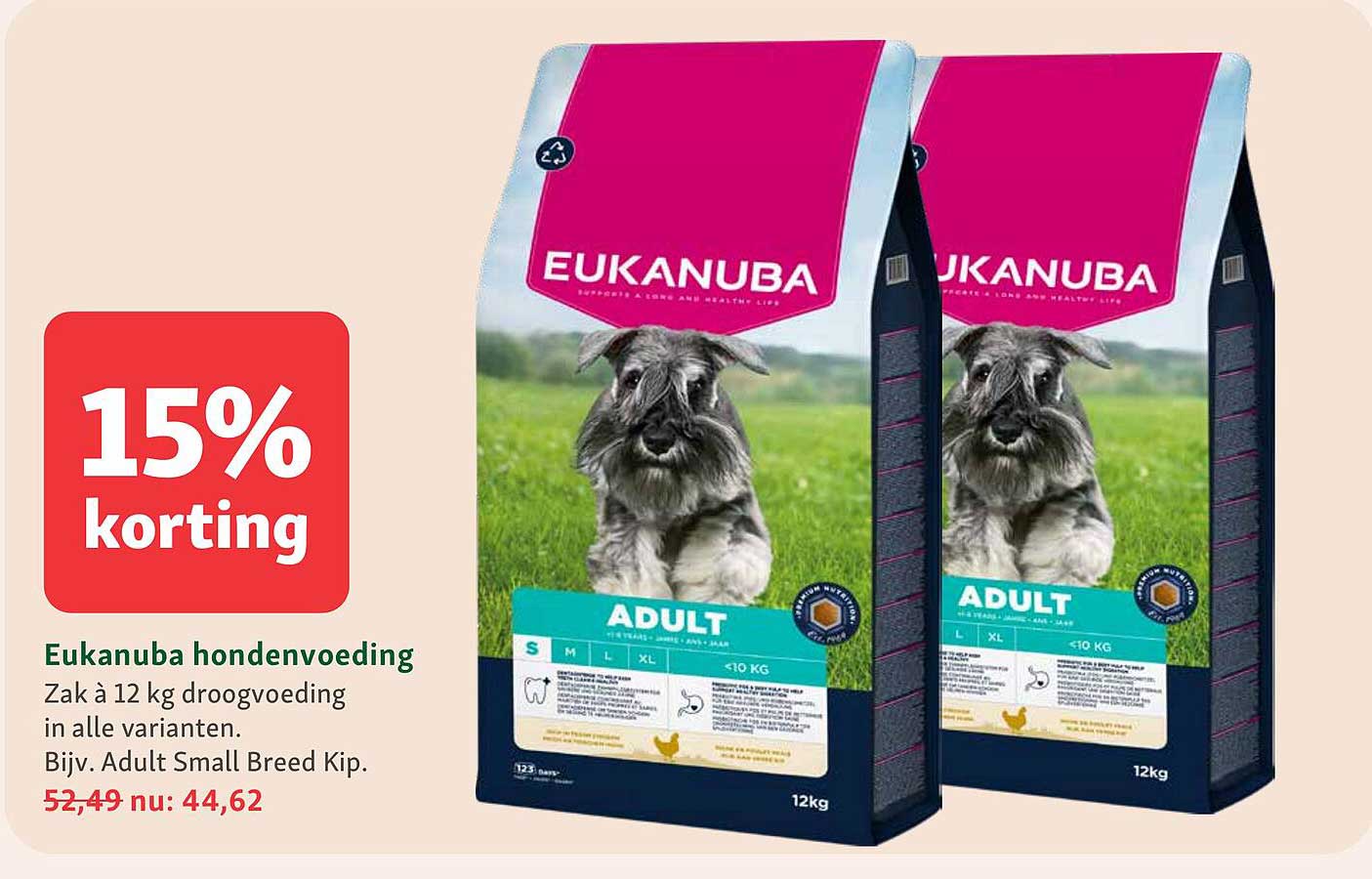 Eukanuba hondenvoeding 15% korting
