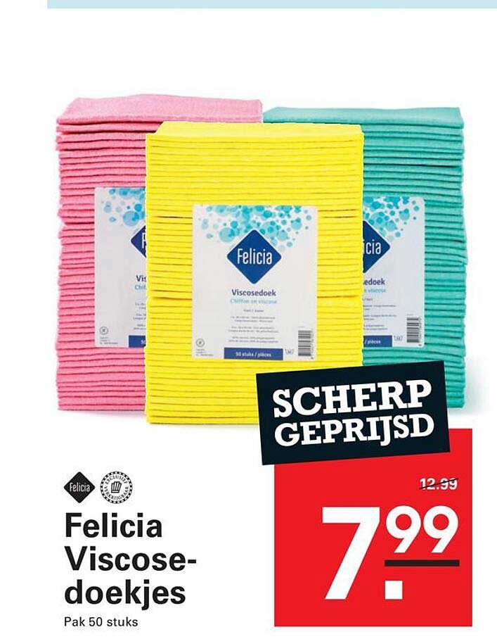 Felicia Viscose-doekjes Pak 50 stuks SCHERP GEPRIJSD
