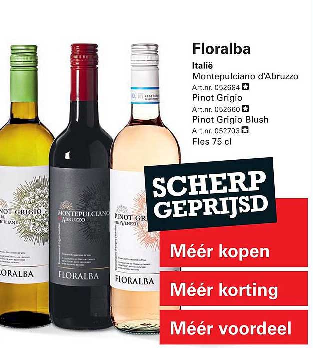 Floralba Italië Montepulciano d’Abruzzo Pinot Grigio Pinot Grigio Blush Fles 75 cl