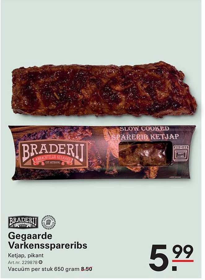 Gegaarde Varkensspareribs