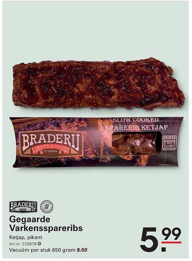 Gegaarde Varkensspareribs Ketjap, pikant