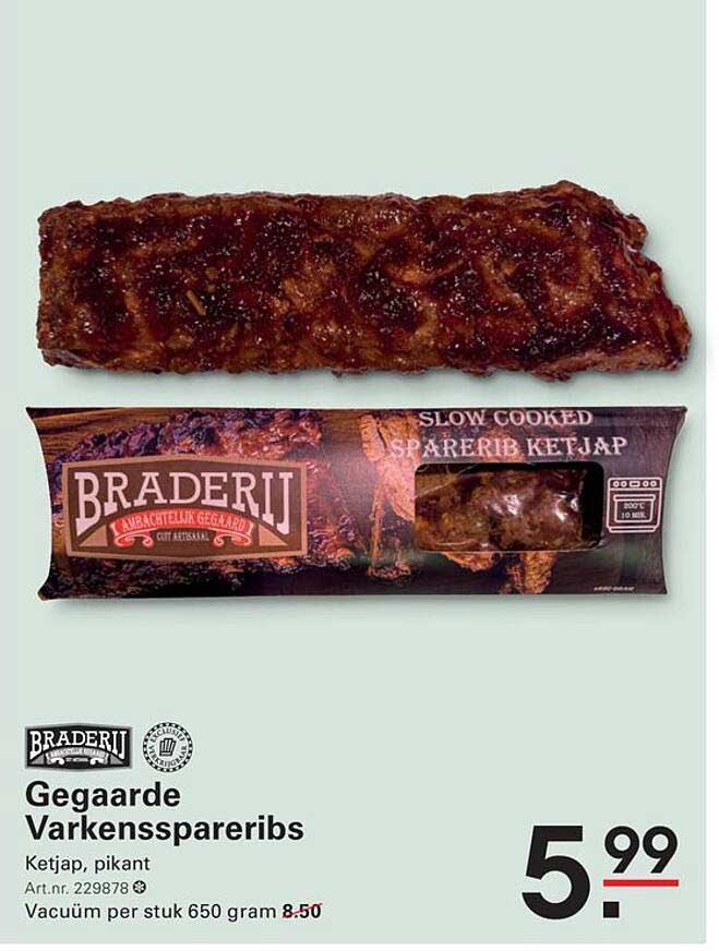 Gegaarde Varkensspareribs Ketjap, pikant