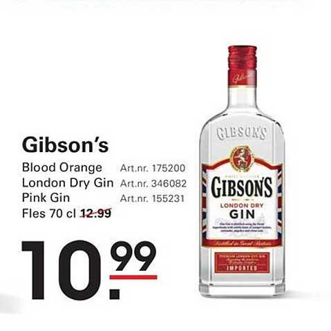Gibson’s Blood Orange London Dry Gin Pink Gin Fles 70 cl