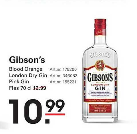 Gibson’s Blood Orange London Dry Gin Pink Gin Fles 70 cl