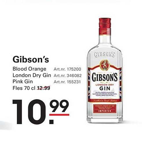 Gibson’s Blood Orange London Dry Gin Pink Gin Fles 70 cl