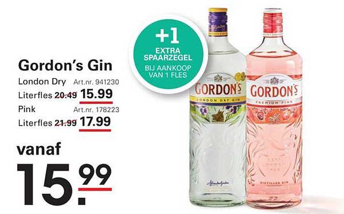 Gordon’s Gin +1 extra spaarzegel bij aankoop van 1 fles