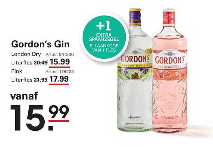 Gordon’s Gin London Dry +1 extra spaarzegel bij aankoop van 1 fles