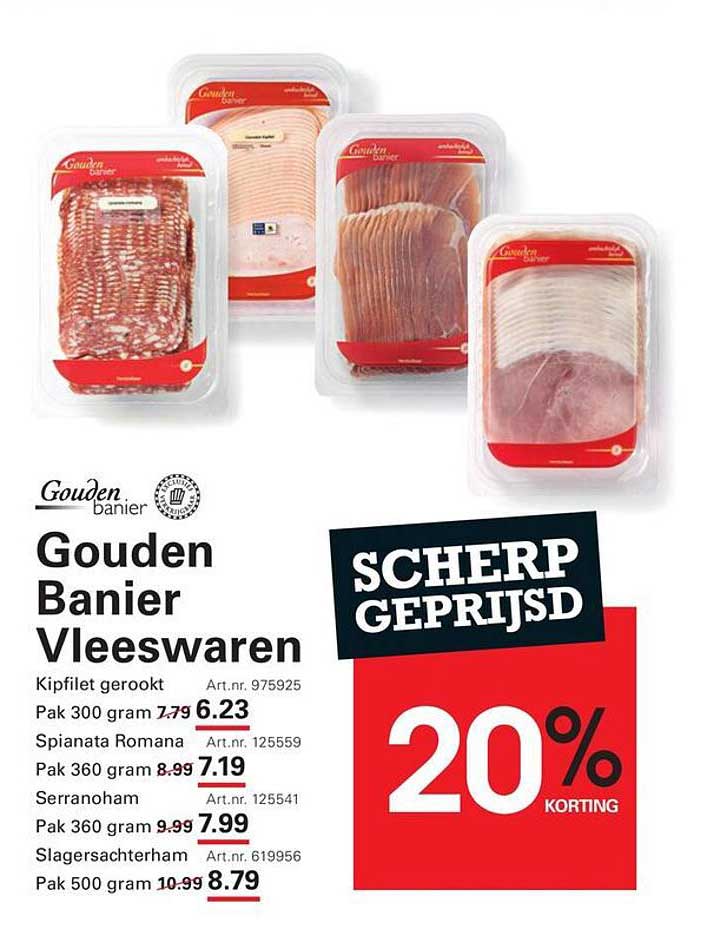 Gouden Banier Vleeswaren 20% korting