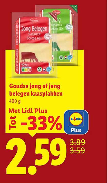 Goudse jong of jong belegen kaasplakken 400 g Met Lidl Plus Tot -33%