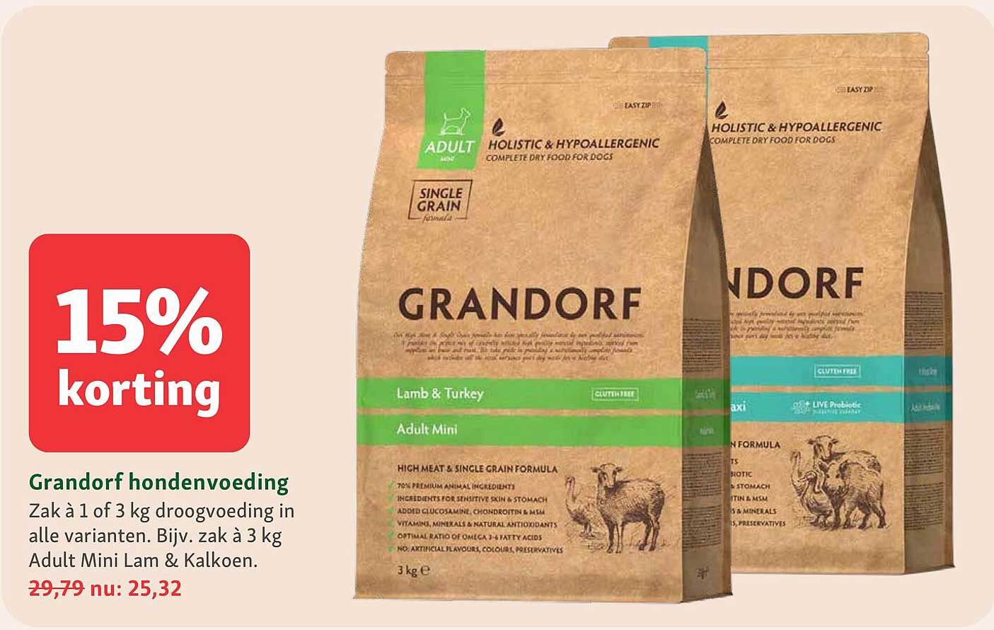 Grandorf hondenvoeding 15% korting