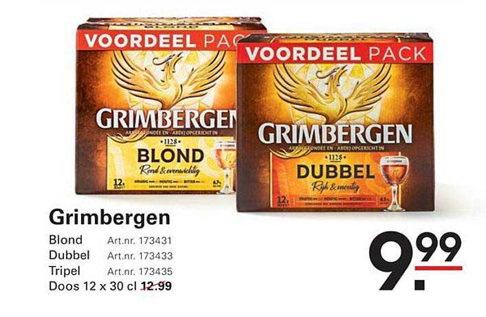 Grimbergen Blond, Dubbel, Tripel Doos 12 x 30 cl