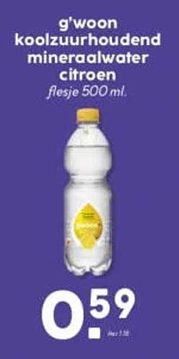 g'woon koolzuurhoudend mineraalwater citroen flesje 500 ml