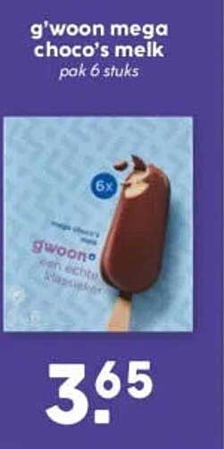 g'woon mega choco's melk pak 6 stuks