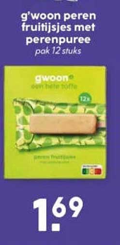 g'woon peren fruitijsjes met perenpuree pak 12 stuks
