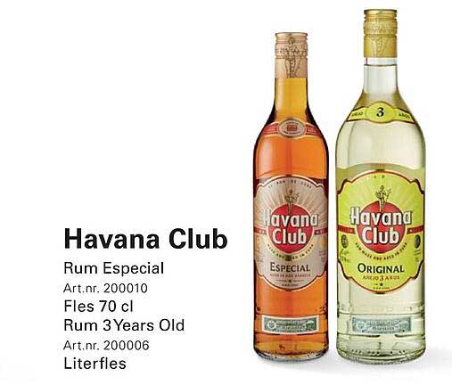 Havana Club Rum Especial Fl 70 cl Rum 3Years Old Literfles