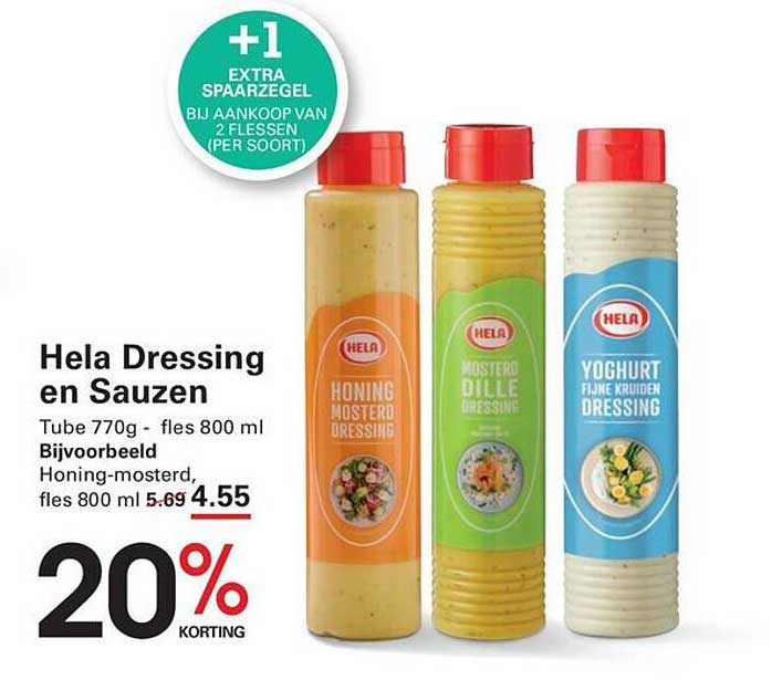 Hela Dressing en Sauzen +1 extra spaarzegel bij aankoop van 2 flessen (per soort)
