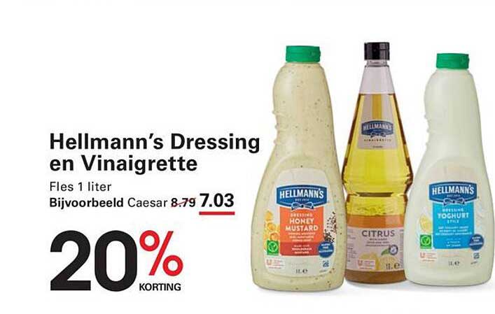 Hellmann's Dressing en Vinaigrette 20% KORTING