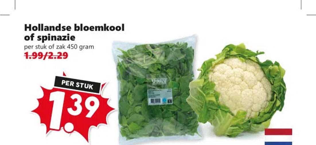 Hollandse bloemkool of spinazie