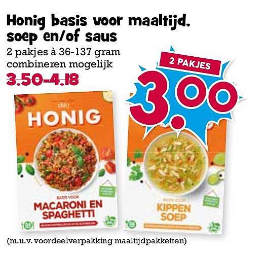 Honig basis voor maaltijd, soep en/of saus 2 pakjes à 36-137 gram combineren mogelijk 2 PAKJES