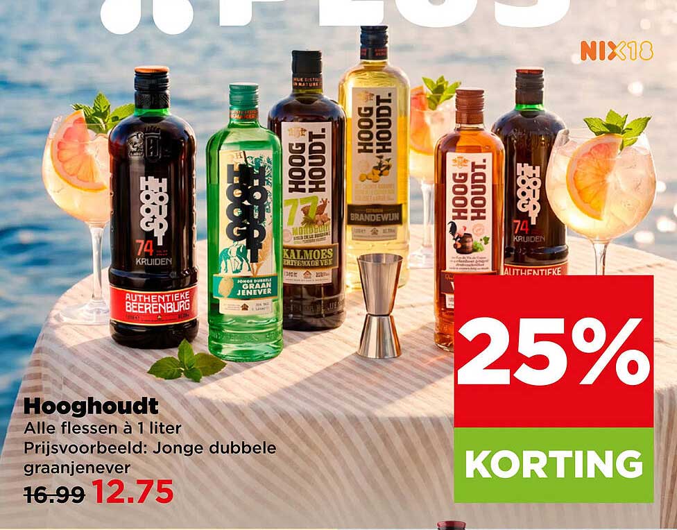 Hooghoudt - Alle flessen à 1 liter - Prijsvoorbeeld: Jonge dubbele graanjenever 25% KORTING