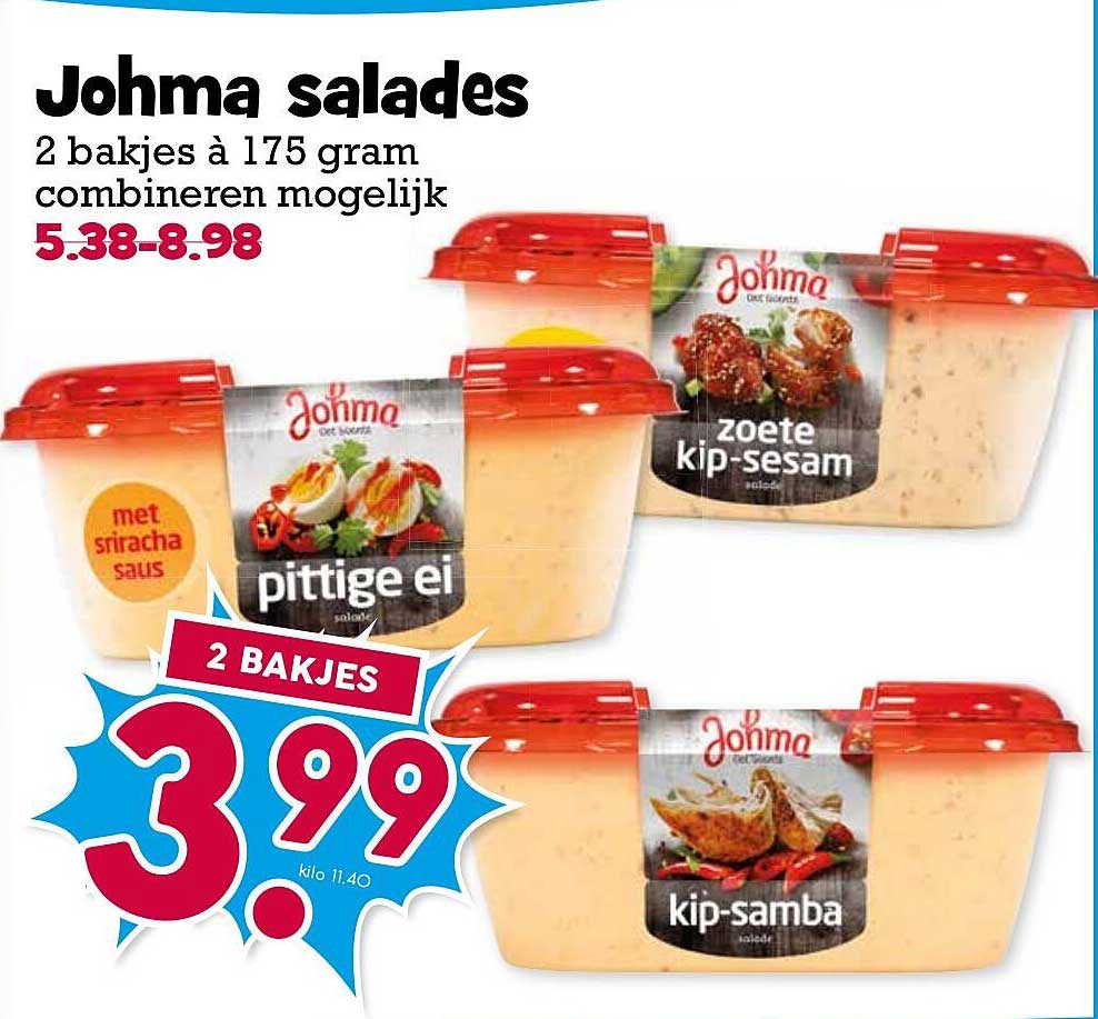 Johma salades 2 bakjes à 175 gram combineren mogelijk
