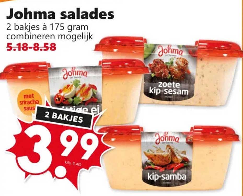 Johma salades 2 bakjes à 175 gram combineren mogelijk 2 BAKJES