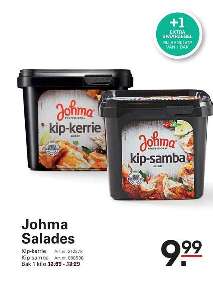 Johma Salades Kip-kerrie Kip-samba Bak 1 kilo +1 extra spaargel bij aankoop van 1 bak
