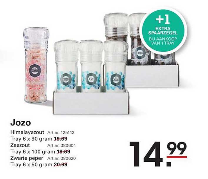 Jozo Himalayazout, Zeezout, Zwarte peper +1 extra spaarzegel bij aankoop van 1 tray