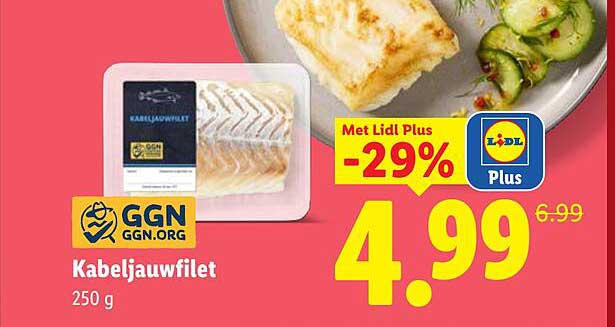 Kabeljauwfilet 250 g Met Lidl Plus -29%