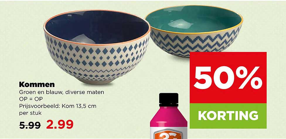 Kommen 50% korting