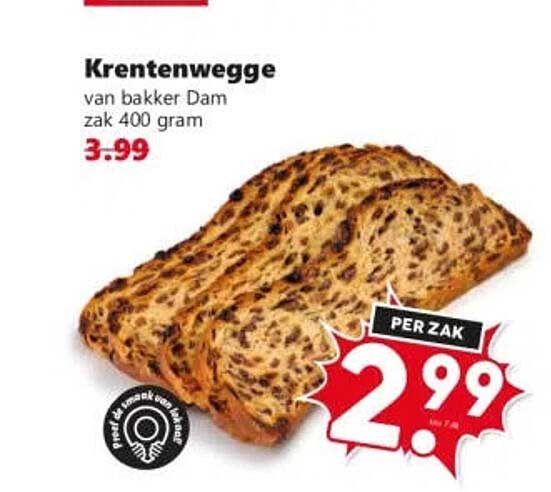 Krentenwegge van bakker Dam zak 400 gram