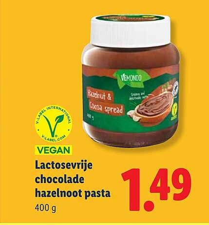 Lactosevrije chocolade hazelnoot pasta