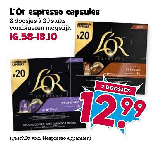 L'or espresso capsules 2 doosjes à 20 stuks combineren mogelijk 2 DOOSJES