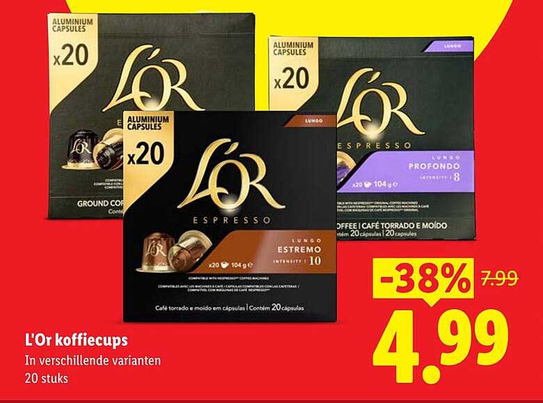 L'Or koffiecups In verschillende varianten 20 stuks -38%