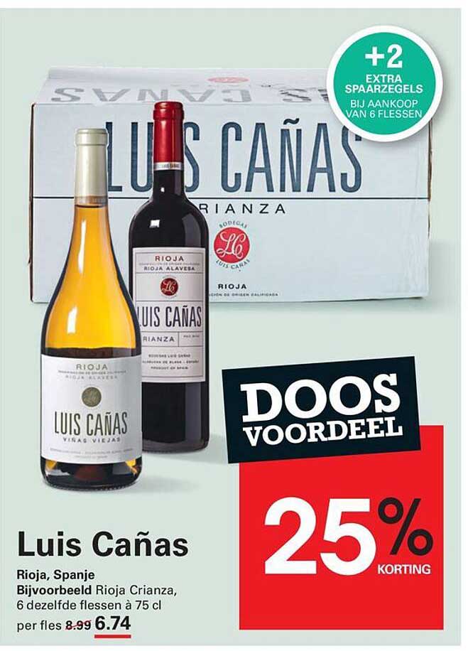 Luis Cañas Rioja, Spanje 25% korting