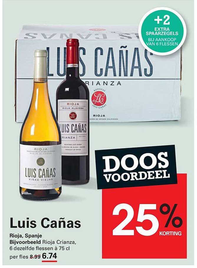Luis Cañas Rioja, Spanje, Bijvoorbeeld Rioja Crianza, 6 dezelfde flessen à 75 cl, DOOS VOORDEEL 25% KORTING