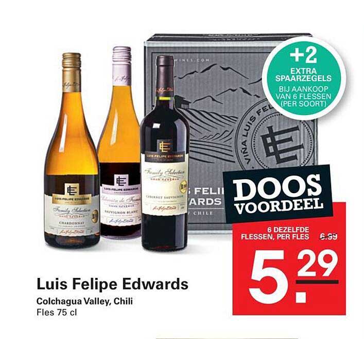 Luis Felipe Edwards Doos voordeel +2 extra spaarzegels bij aankoop van 6 flessen (per soort)