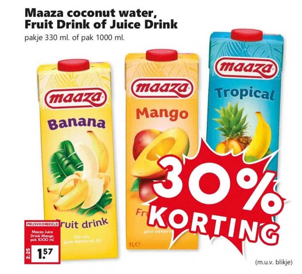 Maaza coconut water, Fruit Drink of Juice Drink 30% korting