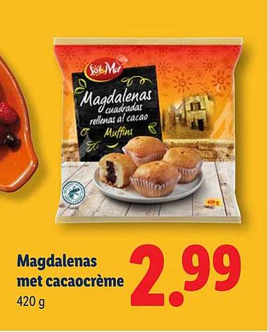Magdalenas met cacaocrème